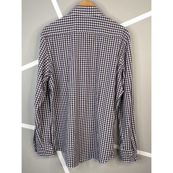 Mizzen + Main Leeward Button Down Shirt Men’s XL Trim Fit Purple Check Gingham - Picture 2 of 16